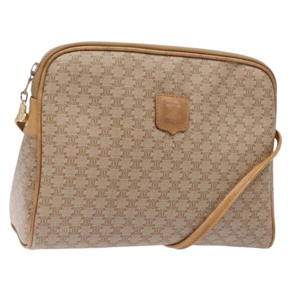 CELINE Macadam Canvas Shoulder Bag Pvc Beige Gold - Picture 1 of 12